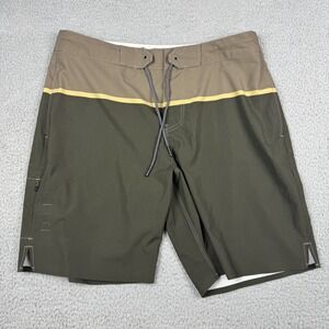 BYLT Swim Trunks Mens Large Unlined Coastal Board Shorts Brown‎ Green Premium